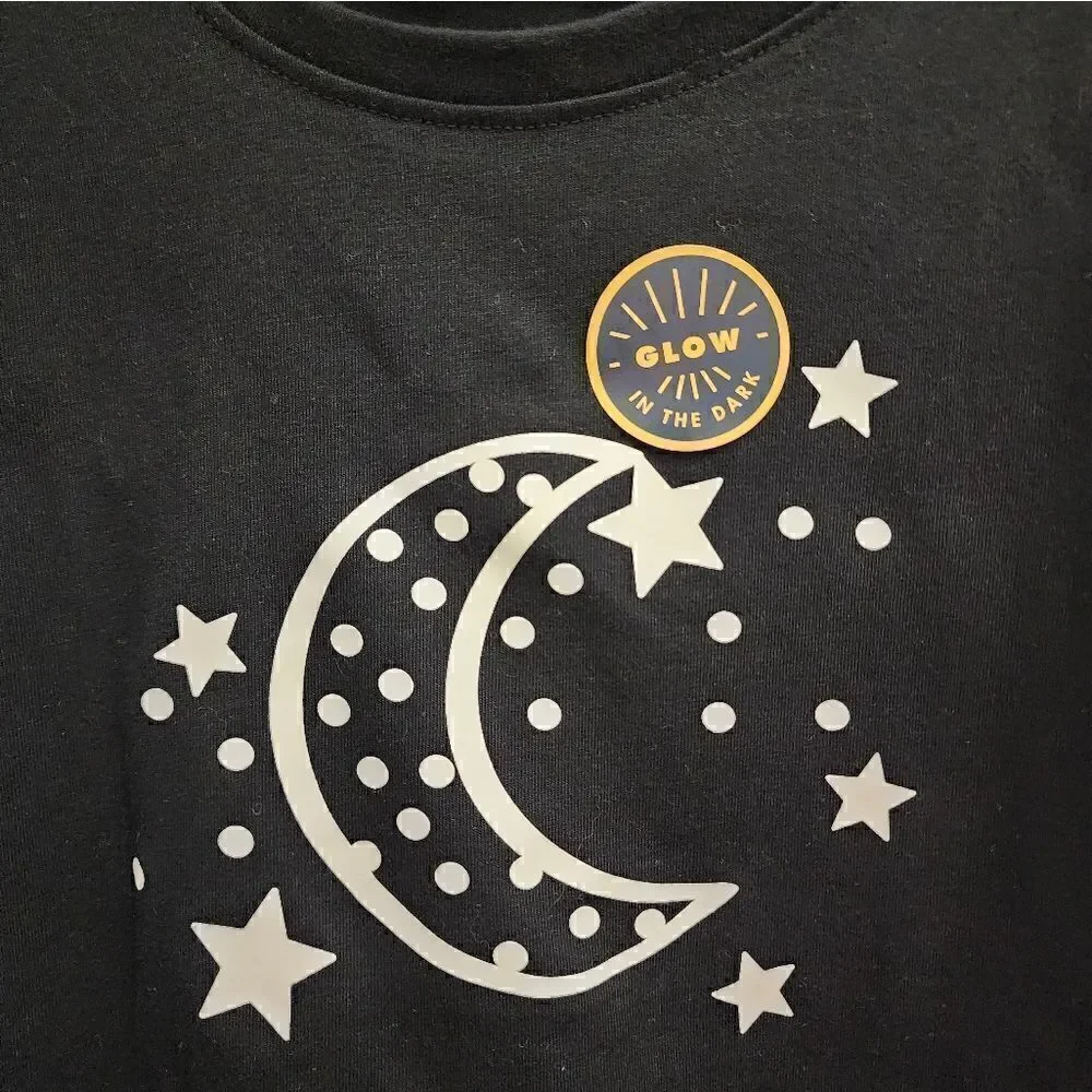 Nwt Girls' Moon 'Glow in the Dark'Short Sleeve Top & Leggings Set - Cat & Jack